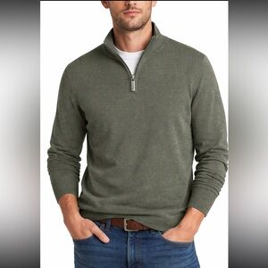 J. Crew Men's 1/4 Zip Merino Wool Blend Medium Olive lightweight Sweater